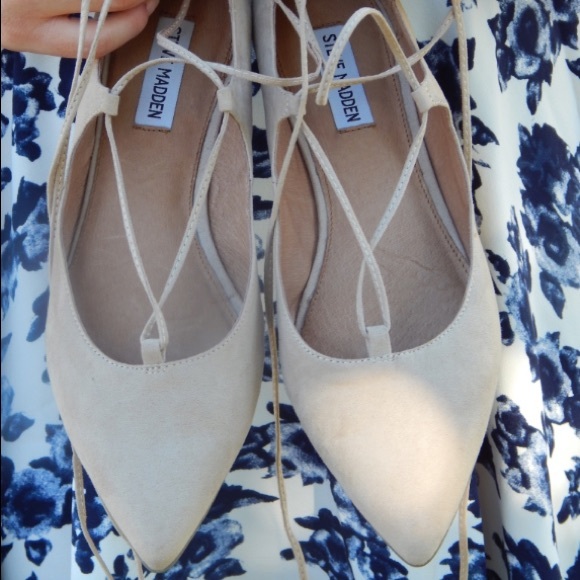 STEVE MADDEN Lace Up Le Crew Ballet Pointy Flat - Picture 3 of 11